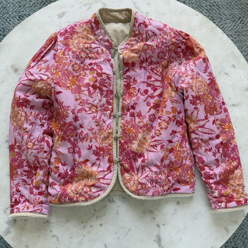 New Xirena Jamie Reversible Puffer Jacket Pink Floral/corduroy Biscotti NWT $398